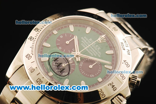 Rolex Daytona II Chronograph Swiss Valjoux 7750 Automatic Movement Full Steel with Green Dial and White Markers - Click Image to Close